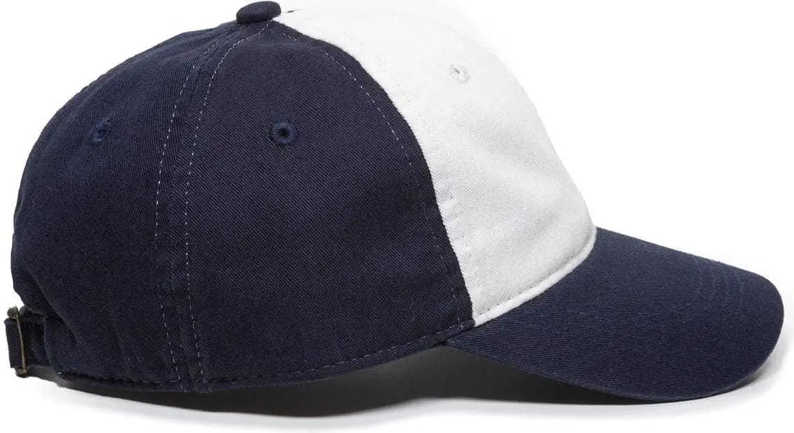OC Sports GWT-111 Adjustable Strap Garment Wash Cotton Cap - White Navy - White Navy / 6 7/8’’ - 7 1/2’’