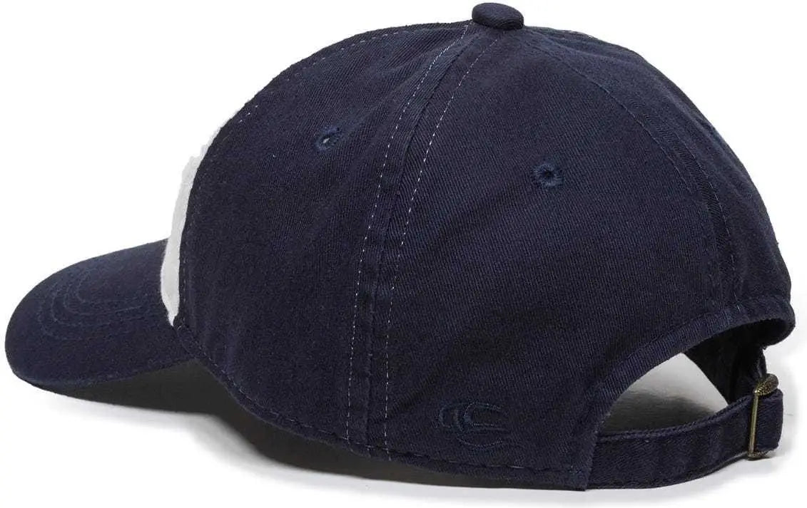OC Sports GWT-111 Adjustable Strap Garment Wash Cotton Cap - White Navy - White Navy / 6 7/8’’ - 7 1/2’’