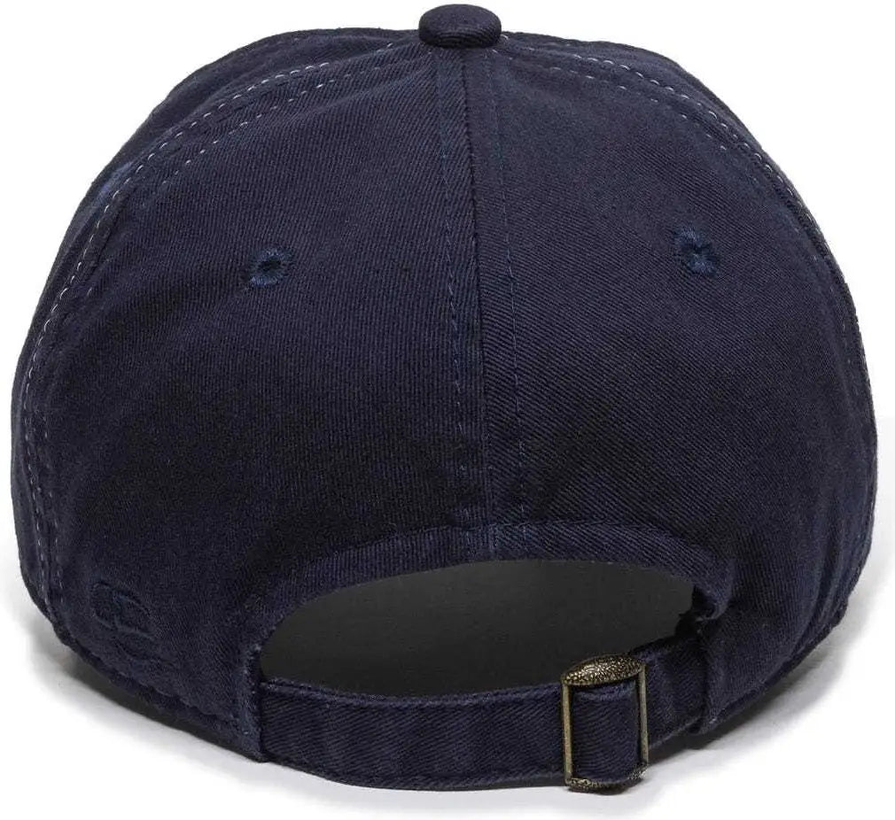 OC Sports GWT-111 Adjustable Strap Garment Wash Cotton Cap - White Navy - White Navy / 6 7/8’’ - 7 1/2’’
