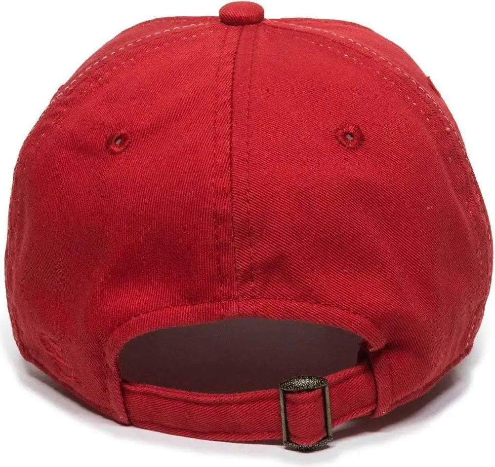 OC Sports GWT-111 Adjustable Strap Garment Wash Cotton Cap - White Red - White Red / 6 7/8’’ - 7 1/2’’