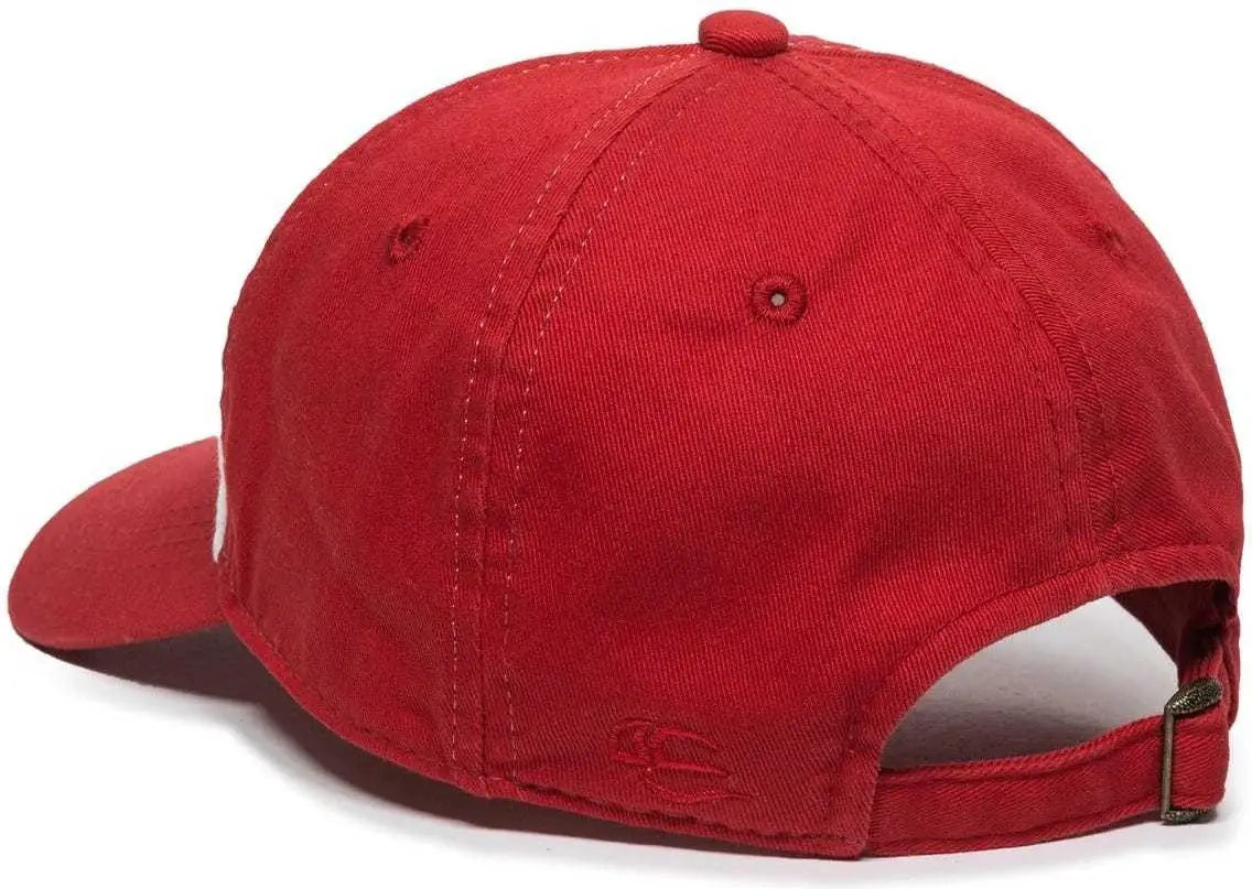 OC Sports GWT-111 Adjustable Strap Garment Wash Cotton Cap - White Red - White Red / 6 7/8’’ - 7 1/2’’
