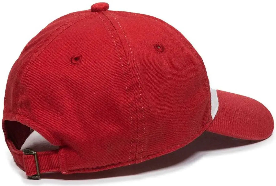 OC Sports GWT-111 Adjustable Strap Garment Wash Cotton Cap - White Red - White Red / 6 7/8’’ - 7 1/2’’