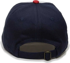 OC Sports GWT-111 Adjustable Strap Garment Wash Cotton Cap - White True Navy Red - White Navy / 6 7/8’’ - 7 1/2’’