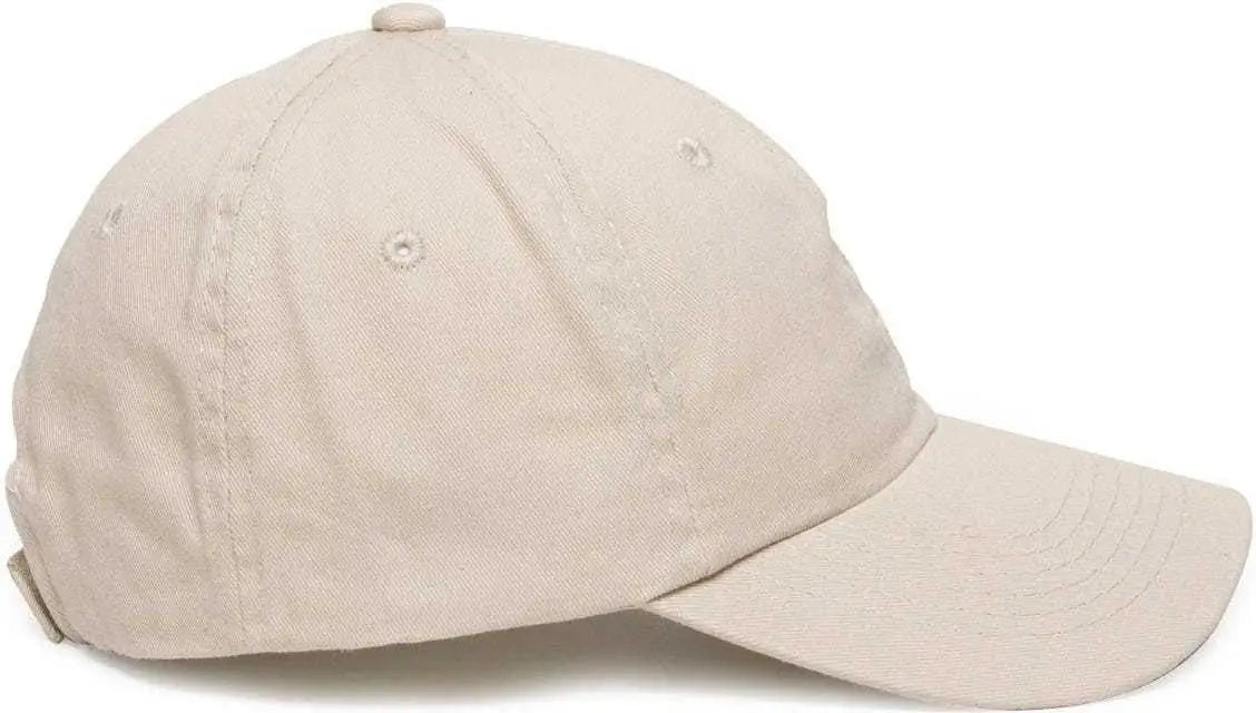 OC Sports GWT-116 Adj. Garment Wash Cotton Baseball Cap - Putty - White / 6 7/8’’ - 7 1/2’’