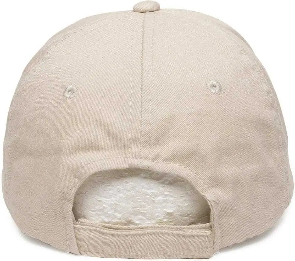 OC Sports GWT-116 Adj. Garment Wash Cotton Baseball Cap - Putty - White / 6 7/8’’ - 7 1/2’’