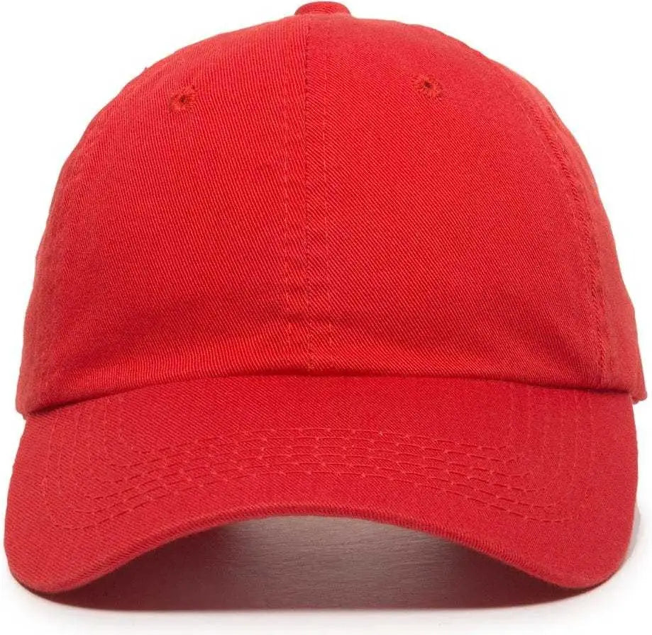 OC Sports GWT-116 Adj. Garment Wash Cotton Baseball Cap - Red - Red / 6 7/8’’ - 7 1/2’’