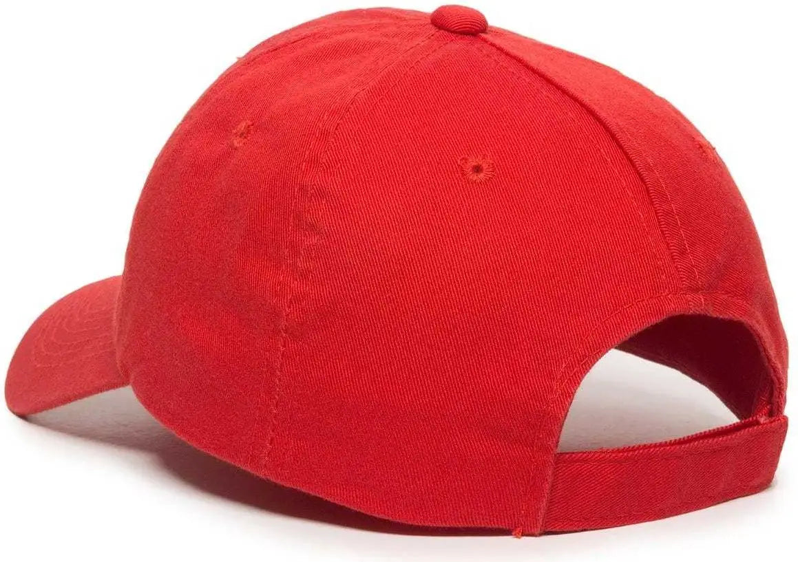 OC Sports GWT-116 Adj. Garment Wash Cotton Baseball Cap - Red - Red / 6 7/8’’ - 7 1/2’’