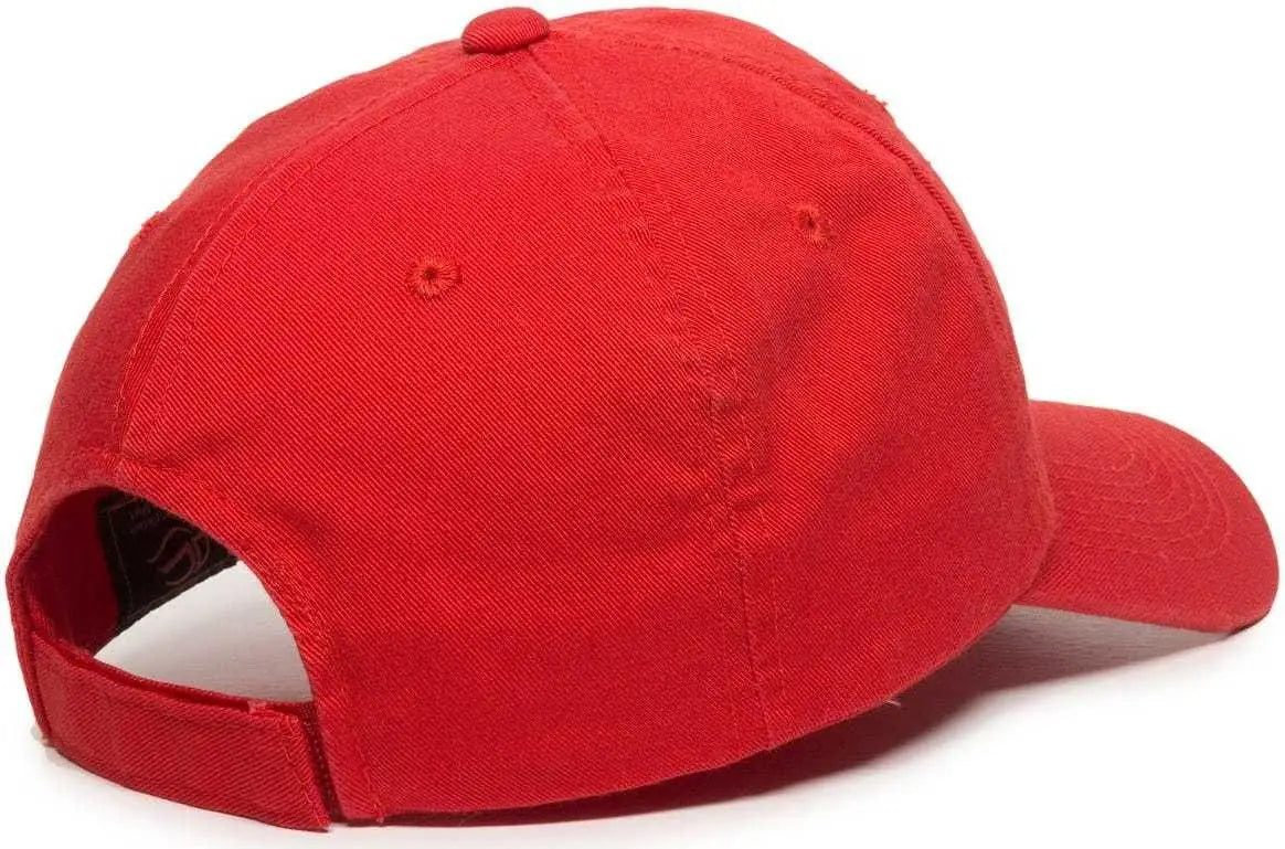 OC Sports GWT-116 Adj. Garment Wash Cotton Baseball Cap - Red - Red / 6 7/8’’ - 7 1/2’’