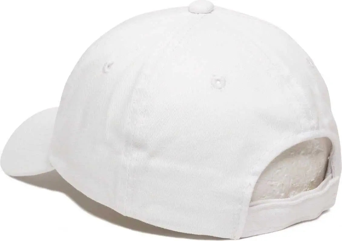 OC Sports GWT-116 Adj. Garment Wash Cotton Baseball Cap - White - White / 6 7/8’’ - 7 1/2’’