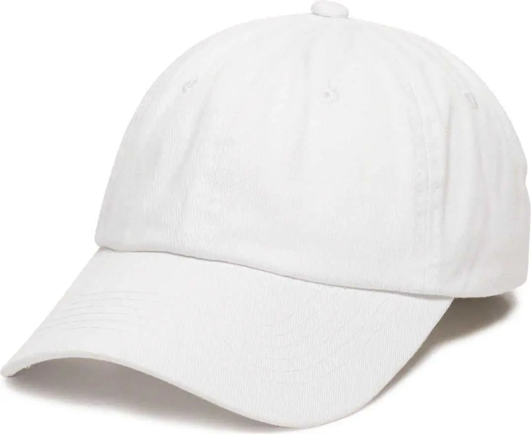 OC Sports GWT-116 Adj. Garment Wash Cotton Baseball Cap - White - White / 6 7/8’’ - 7 1/2’’