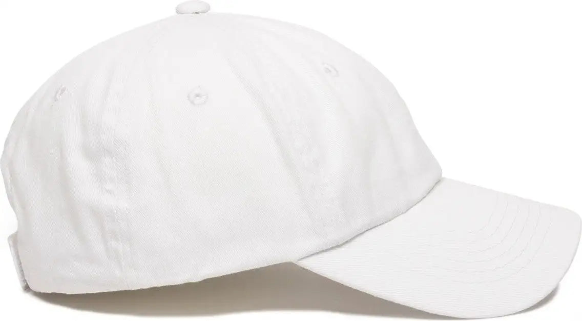 OC Sports GWT-116 Adj. Garment Wash Cotton Baseball Cap - White - White / 6 7/8’’ - 7 1/2’’