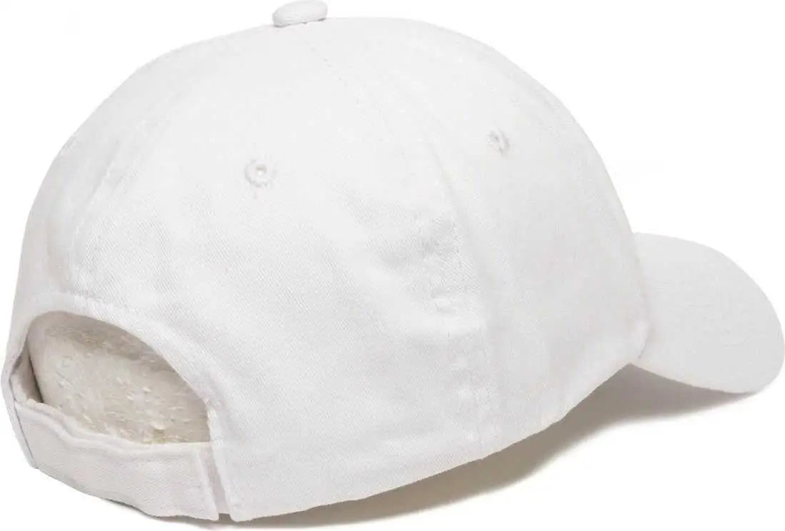 OC Sports GWT-116 Adj. Garment Wash Cotton Baseball Cap - White - White / 6 7/8’’ - 7 1/2’’