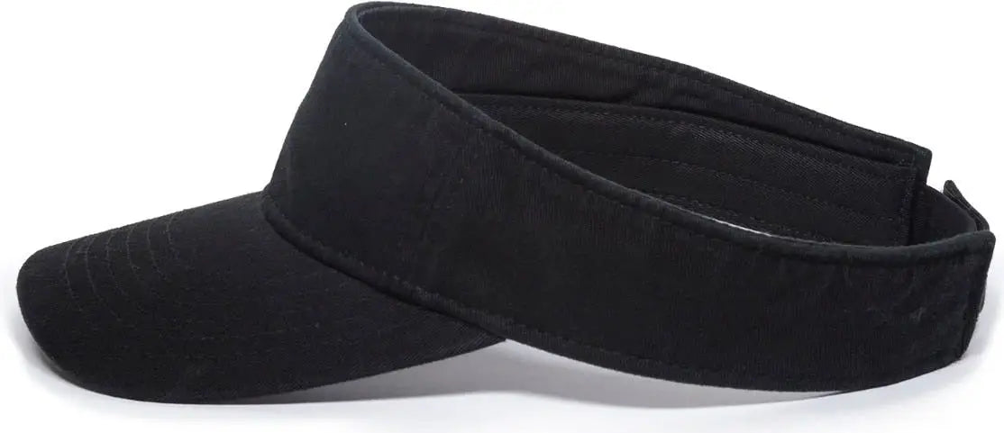 OC Sports GWTV-100 Adjustable Garment Washed Twill Visors - Black - Black / One Size Fits Most