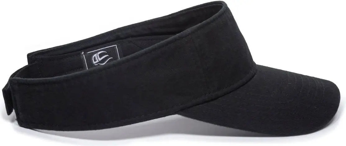 OC Sports GWTV-100 Adjustable Garment Washed Twill Visors - Black - Black / One Size Fits Most