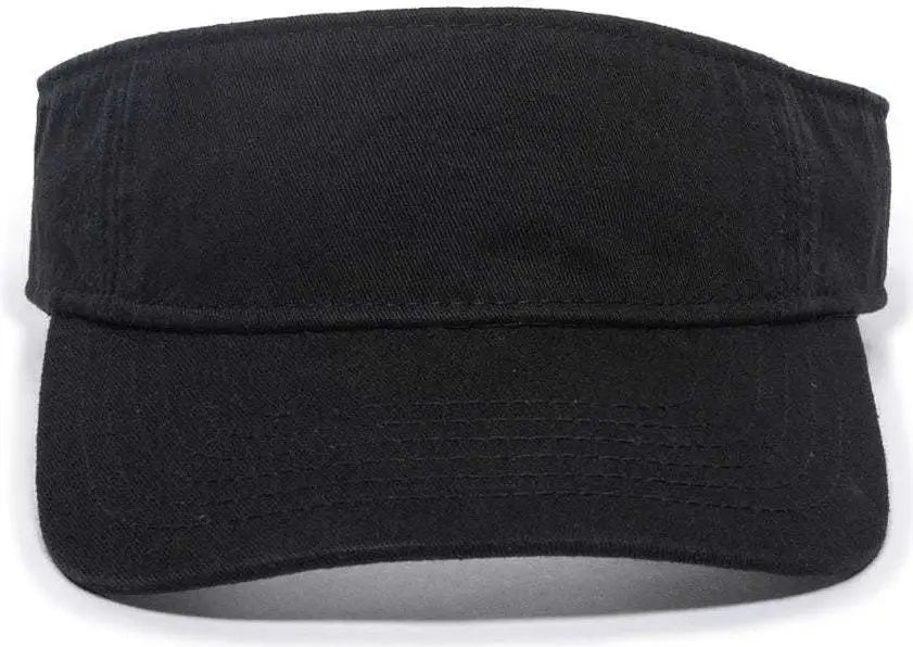 OC Sports GWTV-100 Adjustable Garment Washed Twill Visors - Black - Black / One Size Fits Most