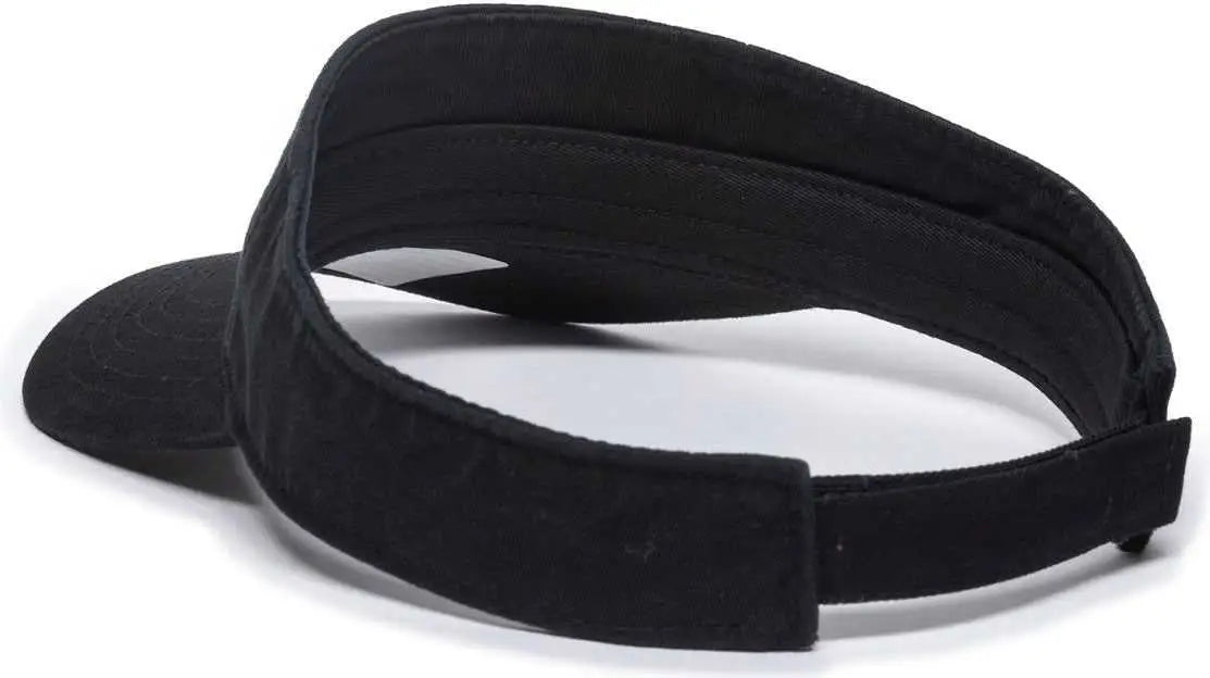 OC Sports GWTV-100 Adjustable Garment Washed Twill Visors - Black - Black / One Size Fits Most