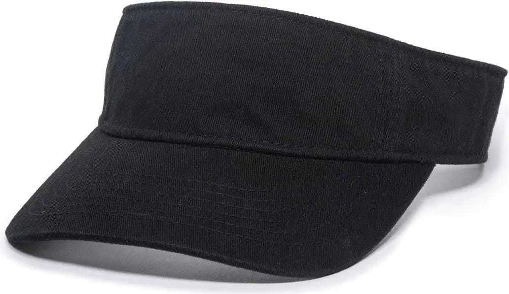 OC Sports GWTV-100 Adjustable Garment Washed Twill Visors - Black - Black / One Size Fits Most