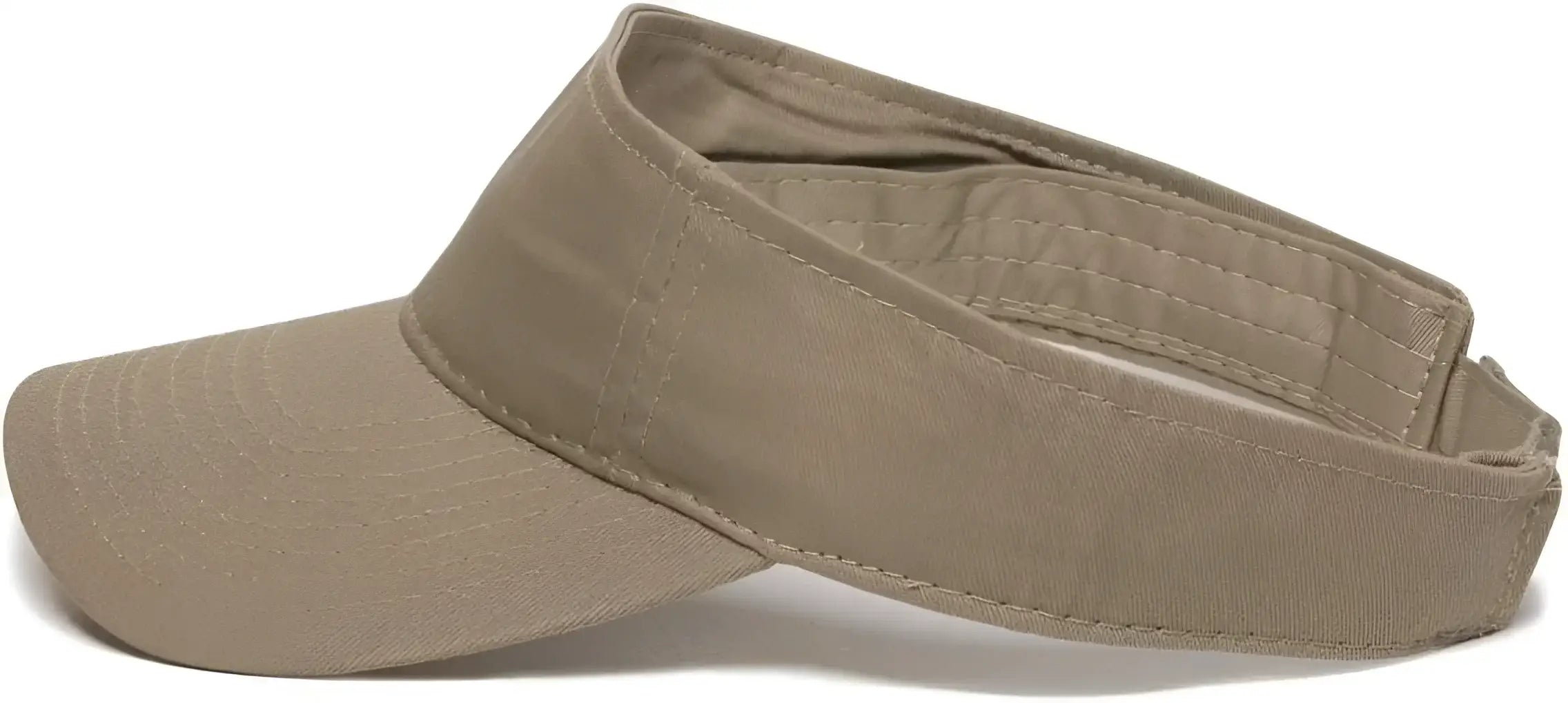 OC Sports GWTV-100 Adjustable Garment Washed Twill Visors - Khaki - Khaki / 6 7/8’’ - 7 1/2’’