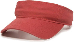 OC Sports GWTV-100 Adjustable Garment Washed Twill Visors - Nantucket - Cardinal / 6 7/8’’ - 7 1/2’’
