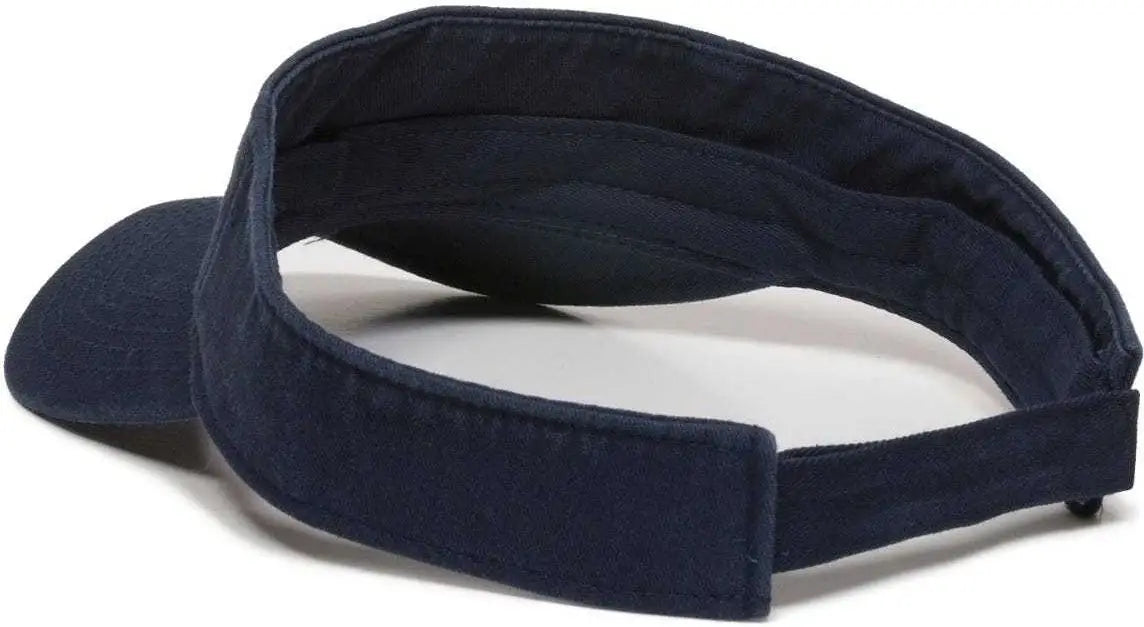 OC Sports GWTV-100 Adjustable Garment Washed Twill Visors - True Navy - Navy / 6 7/8’’ - 7 1/2’’