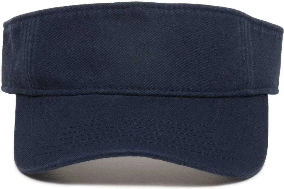 OC Sports GWTV-100 Adjustable Garment Washed Twill Visors - True Navy - Navy / 6 7/8’’ - 7 1/2’’