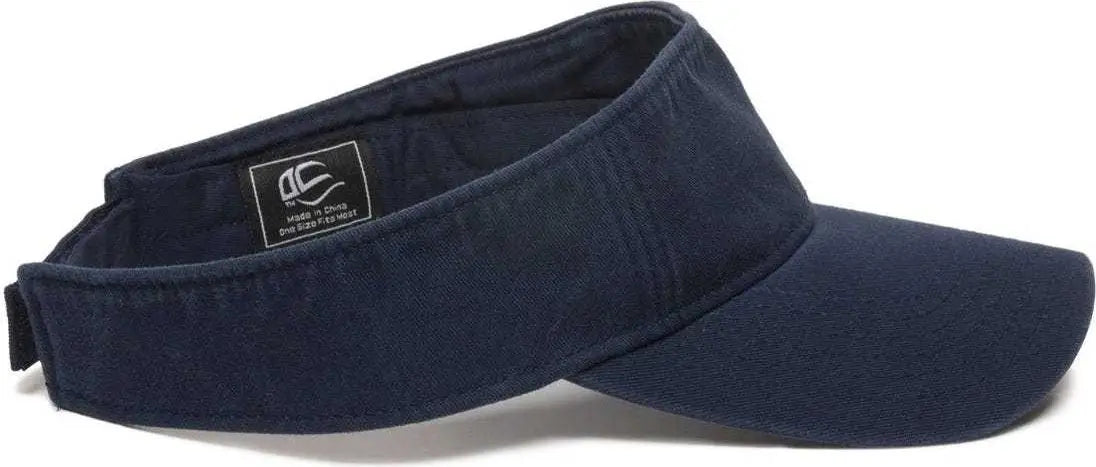 OC Sports GWTV-100 Adjustable Garment Washed Twill Visors - True Navy - Navy / 6 7/8’’ - 7 1/2’’