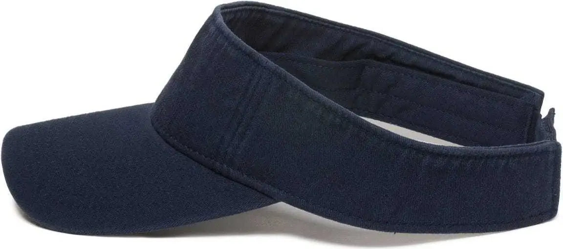 OC Sports GWTV-100 Adjustable Garment Washed Twill Visors - True Navy - Navy / 6 7/8’’ - 7 1/2’’