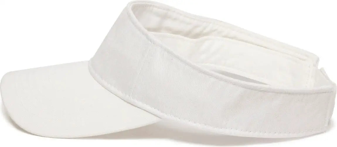 OC Sports GWTV-100 Adjustable Garment Washed Twill Visors - White - White / 6 7/8’’ - 7 1/2’’