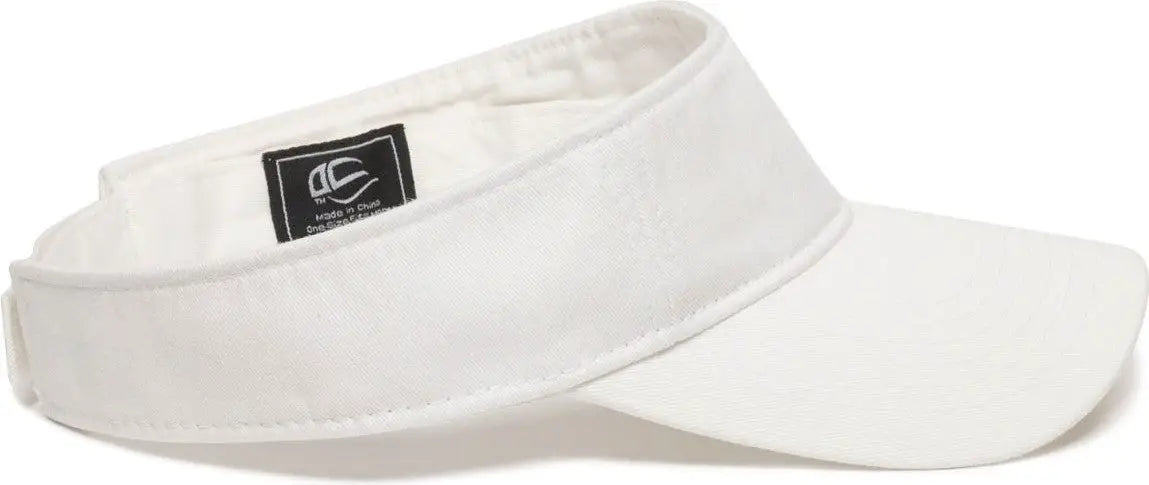 OC Sports GWTV-100 Adjustable Garment Washed Twill Visors - White - White / 6 7/8’’ - 7 1/2’’