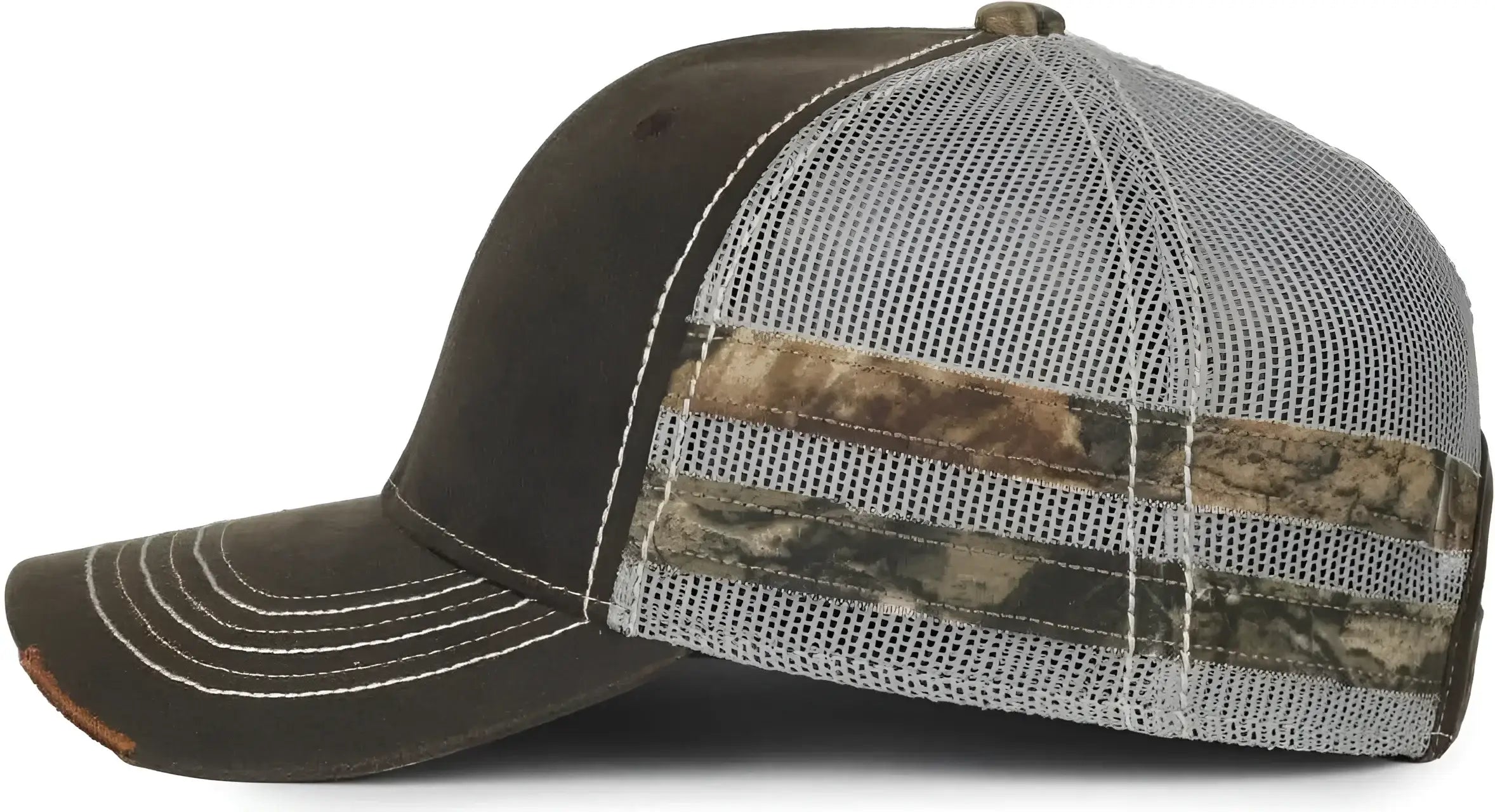 OC Sports HPC-400M Weathered Cotton Mesh Back Cap - Brown Light Gray Mossy Oak Country Dna - Mossy Oak / OSFM