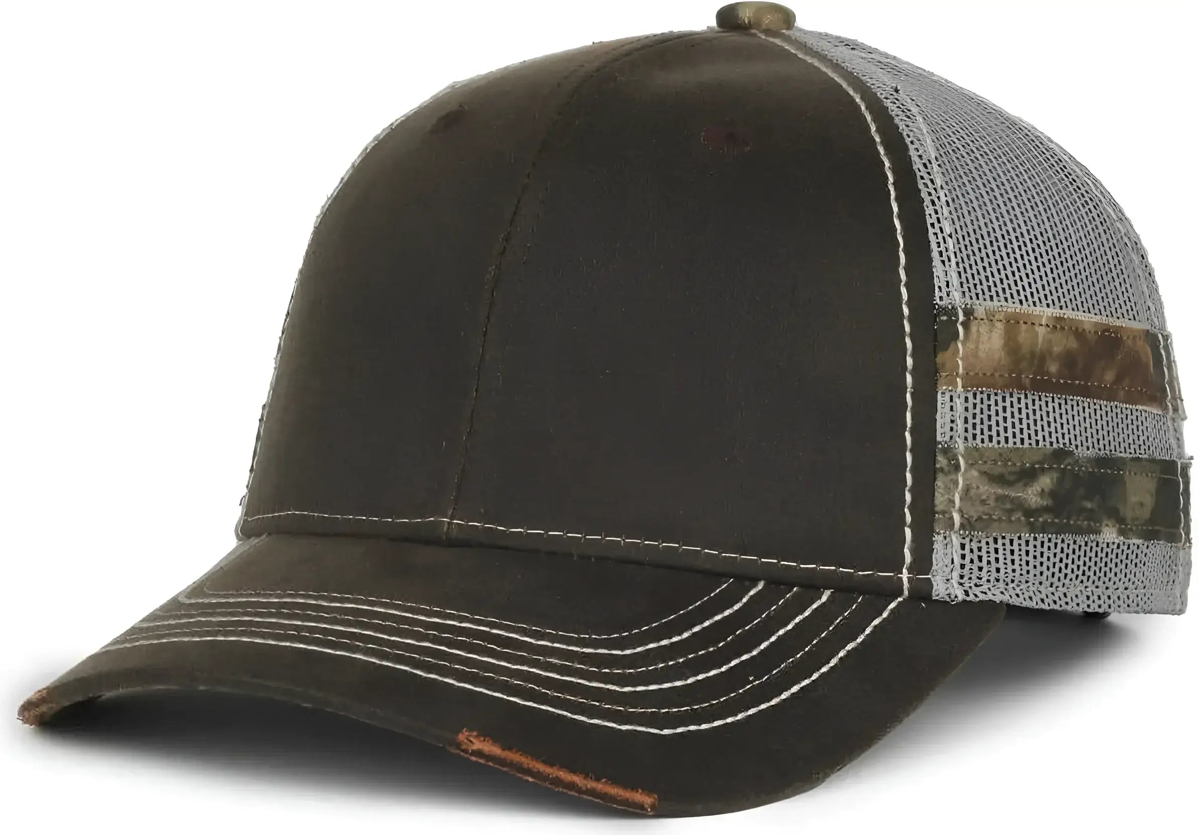 OC Sports HPC-400M Weathered Cotton Mesh Back Cap - Brown Light Gray Mossy Oak Country Dna - Mossy Oak / OSFM