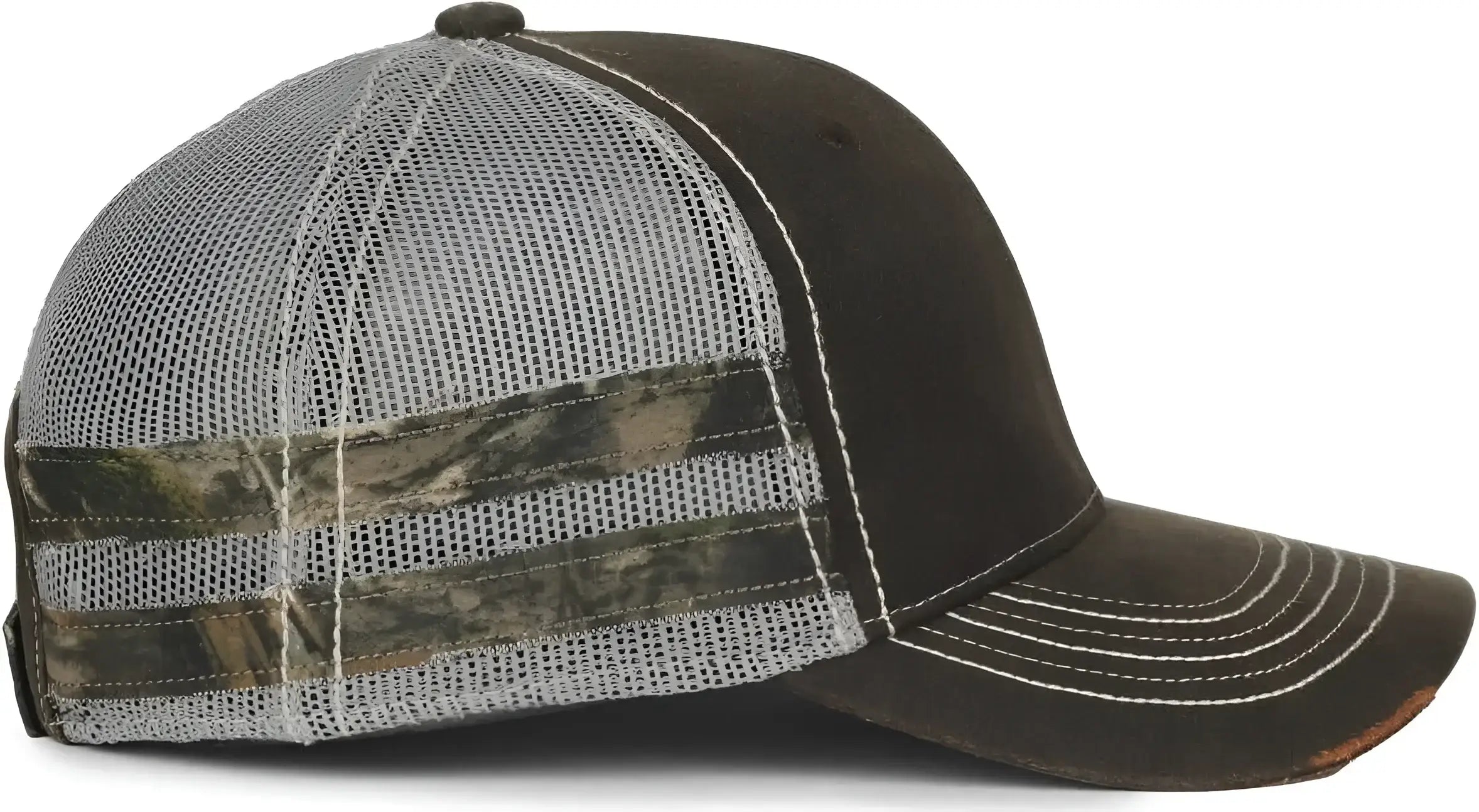 OC Sports HPC-400M Weathered Cotton Mesh Back Cap - Brown Light Gray Mossy Oak Country Dna - Mossy Oak / OSFM