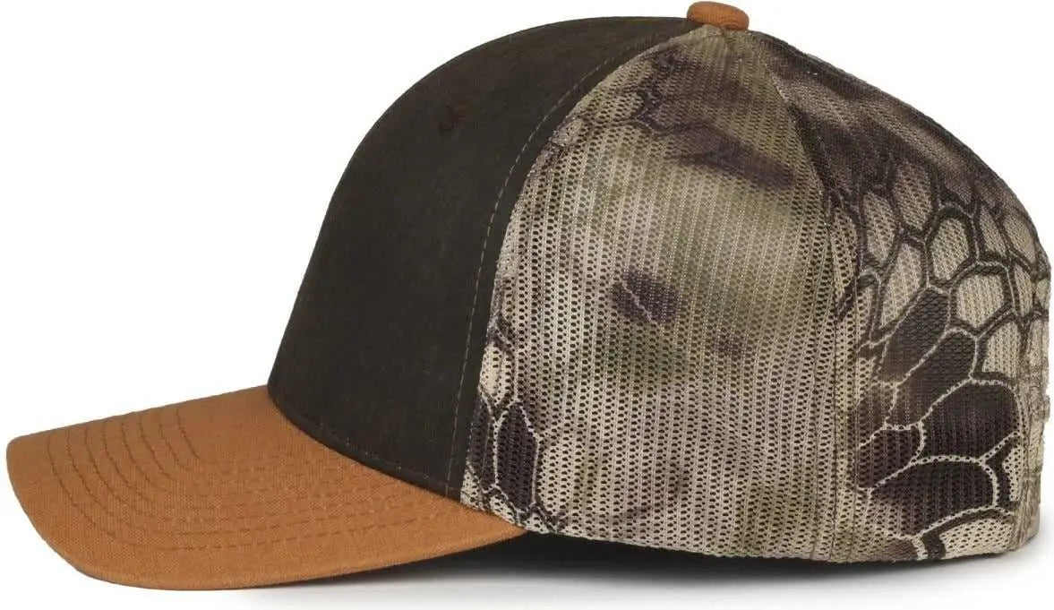OC Sports HPC-615M Premium Rugged Camo Trucker Cap - Brown Kryptek Highlander Brown - Kryptek Brown / OSFM