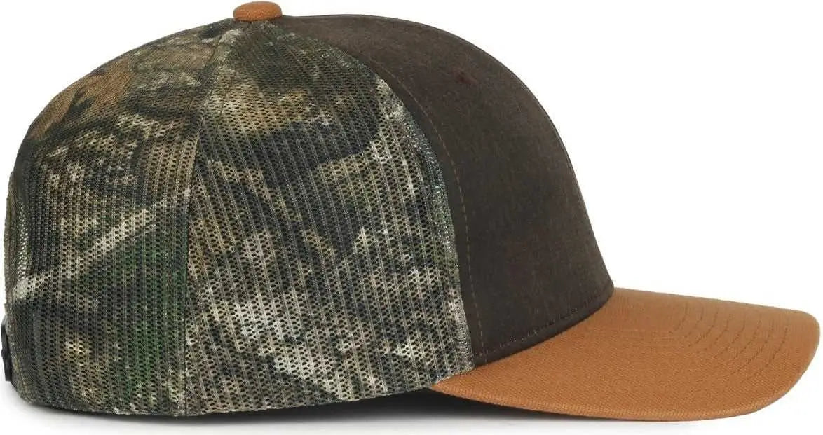 OC Sports HPC-615M Premium Rugged Camo Trucker Cap - Brown Realtree Apx Duk Brown - Realtree Brown / OSFM
