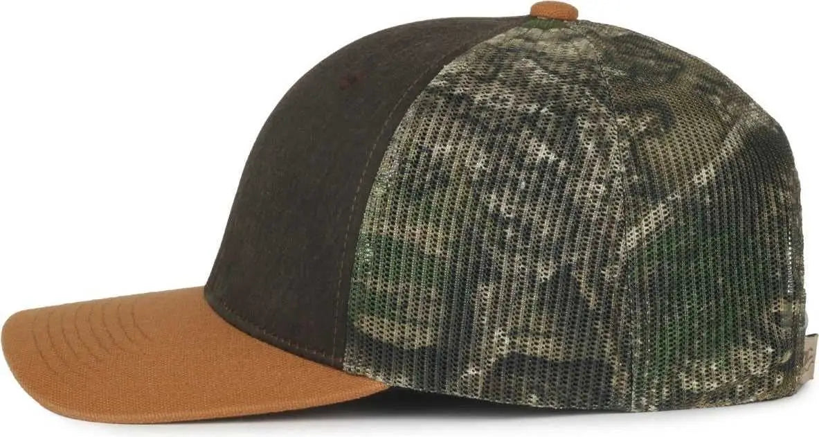 OC Sports HPC-615M Premium Rugged Camo Trucker Cap - Brown Realtree Apx Duk Brown - Realtree Brown / OSFM