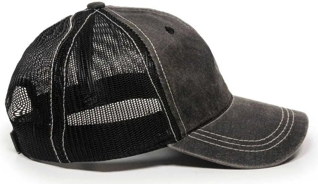 OC Sports HPD-610M Adjustable Mesh Back Cap - Black - Black / 6 7/8’’ - 7 1/2’’