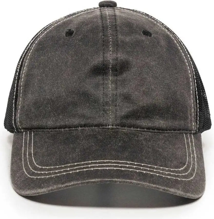 OC Sports HPD-610M Adjustable Mesh Back Cap - Black - Black / 6 7/8’’ - 7 1/2’’