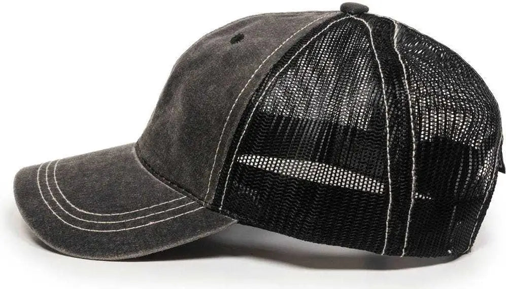 OC Sports HPD-610M Adjustable Mesh Back Cap - Black - Black / 6 7/8’’ - 7 1/2’’