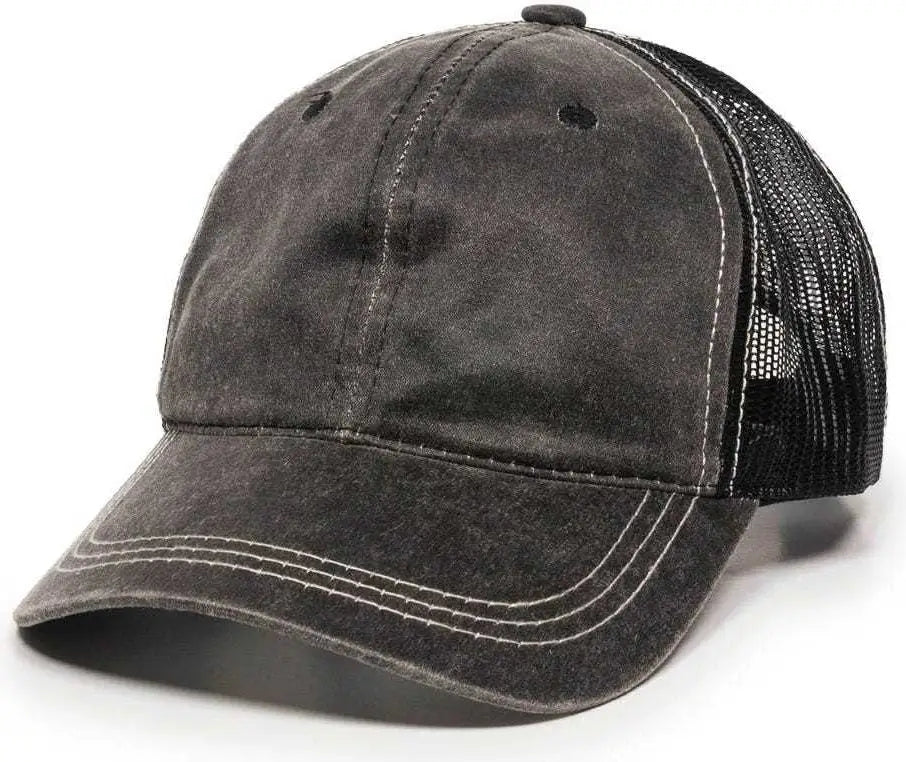 OC Sports HPD-610M Adjustable Mesh Back Cap - Black - Black / 6 7/8’’ - 7 1/2’’