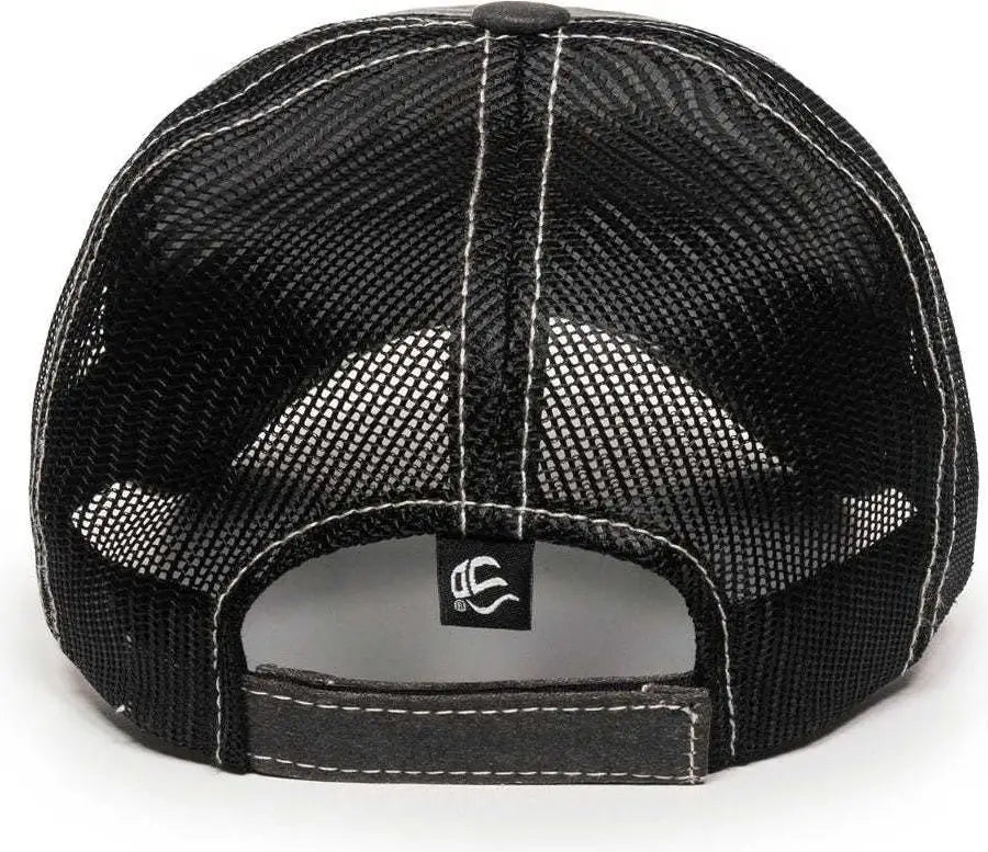 OC Sports HPD-610M Adjustable Mesh Back Cap - Black - Black / 6 7/8’’ - 7 1/2’’