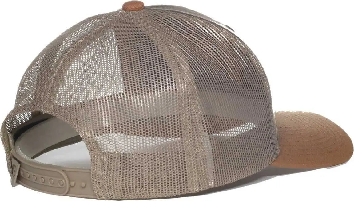 OC Sports HPD-615M Premium Rugged Camo Trucker Cap - Brown Khaki Dk Brown - Brown / OSFM