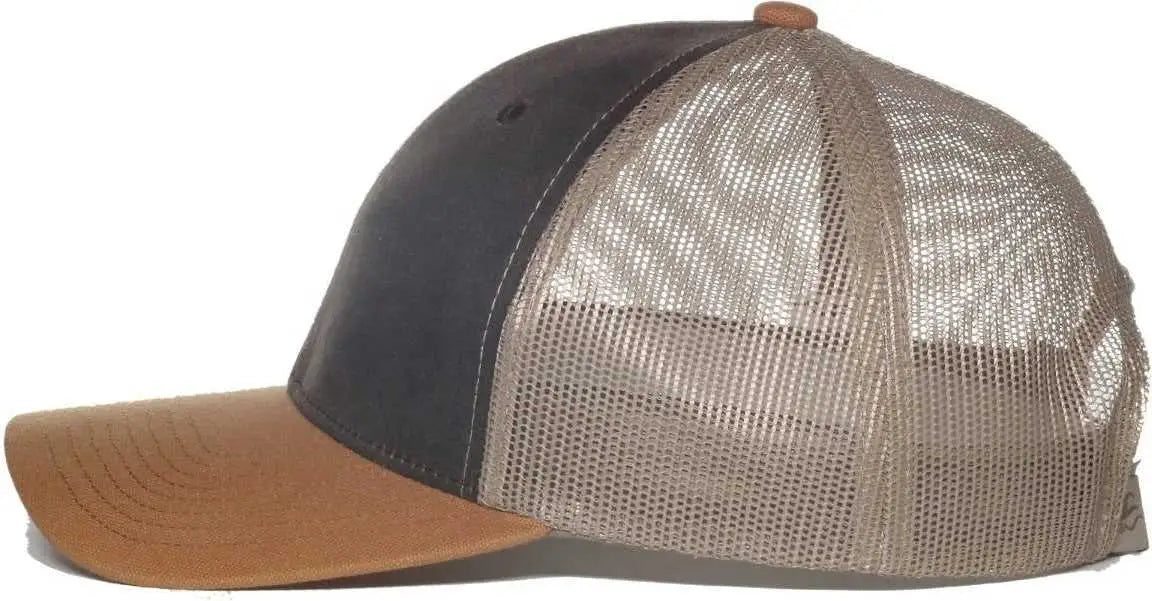 OC Sports HPD-615M Premium Rugged Camo Trucker Cap - Brown Khaki Dk Brown - Brown / OSFM