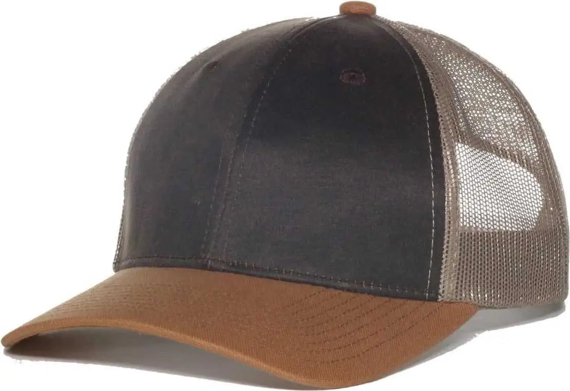 OC Sports HPD-615M Premium Rugged Camo Trucker Cap - Brown Khaki Dk Brown - Brown / OSFM