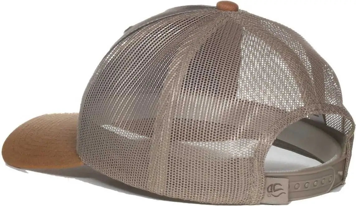 OC Sports HPD-615M Premium Rugged Camo Trucker Cap - Brown Khaki Dk Brown - Brown / OSFM