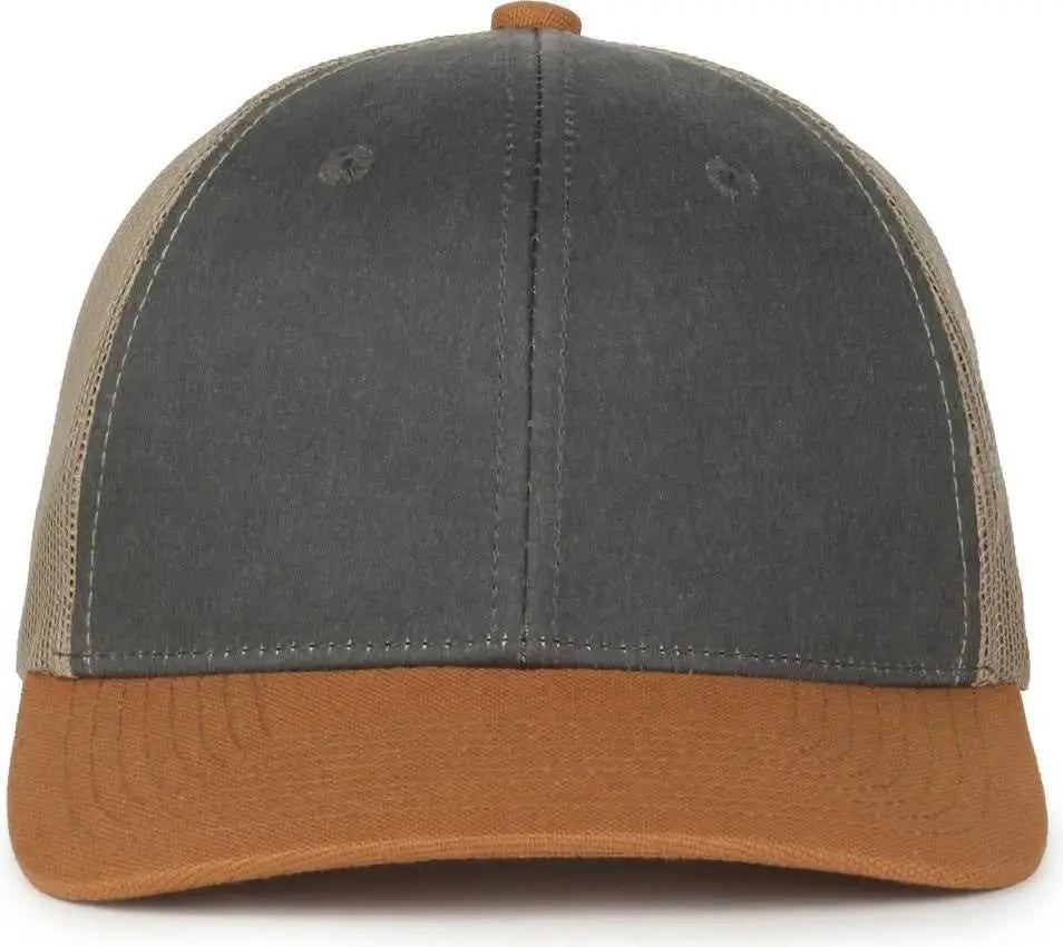 OC Sports HPD-615M Premium Rugged Camo Trucker Cap - Charcoal Khaki Duk - Duk / OSFM
