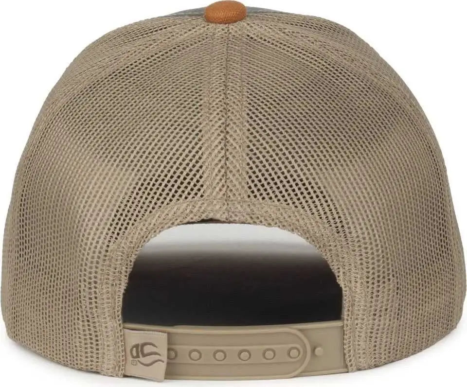 OC Sports HPD-615M Premium Rugged Camo Trucker Cap - Charcoal Khaki Duk - Duk / OSFM