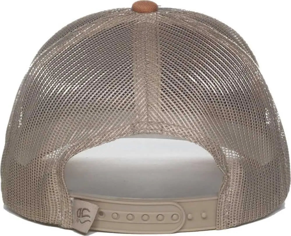 OC Sports HPD-615M Premium Rugged Camo Trucker Cap - Navy Khaki Brown - Brown / OSFM