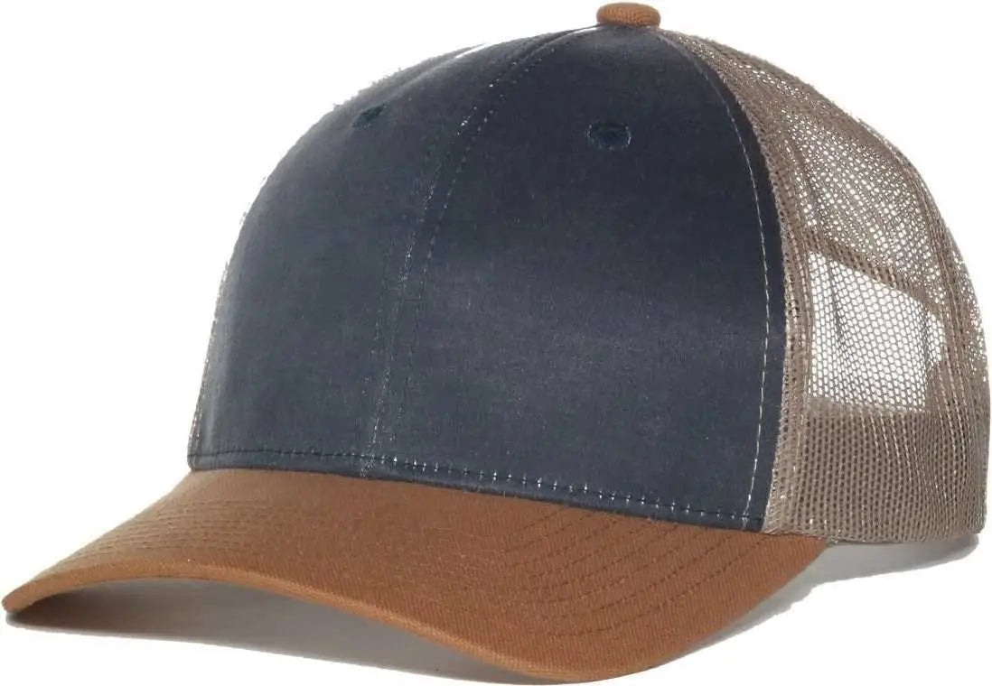 OC Sports HPD-615M Premium Rugged Camo Trucker Cap - Navy Khaki Brown - Brown / OSFM