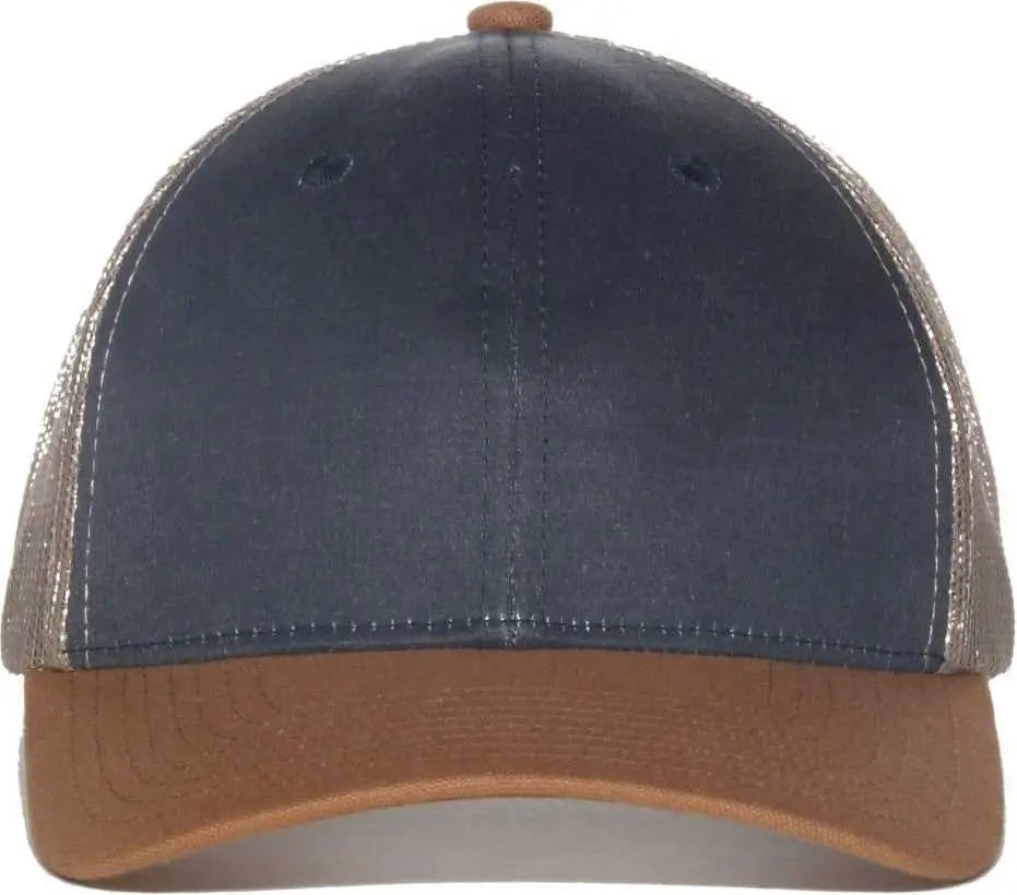 OC Sports HPD-615M Premium Rugged Camo Trucker Cap - Navy Khaki Brown - Brown / OSFM