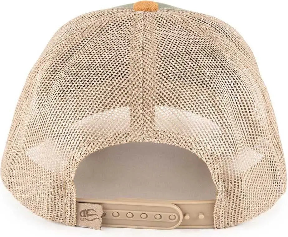 OC Sports HPD-615M Premium Rugged Camo Trucker Cap - Olive Khaki Brown - Brown / OSFM